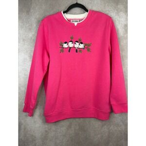 Speculation Pink Bird Embroidered Crewneck Sweatshirt Women's Small Grandmacore